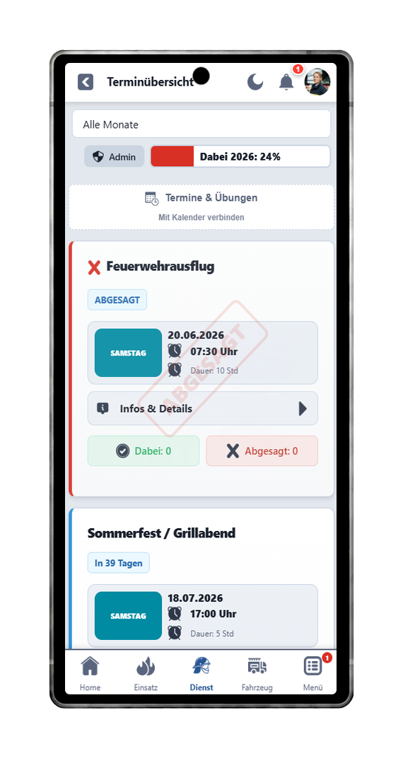 FFWEB Termine am Handy