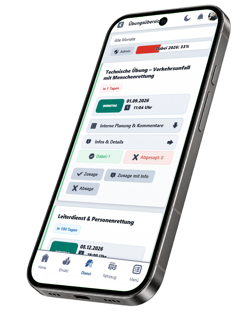 FFWEB App Ansicht