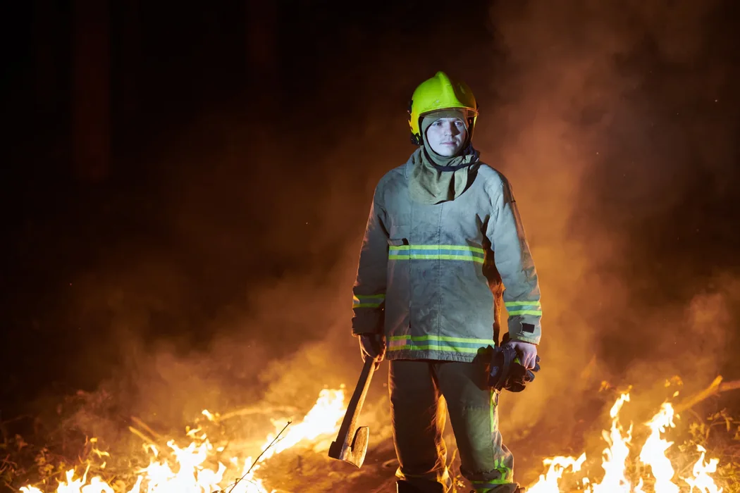 Symbolfoto: Feuerwehrmann beim Feuerwehrfahrzeug